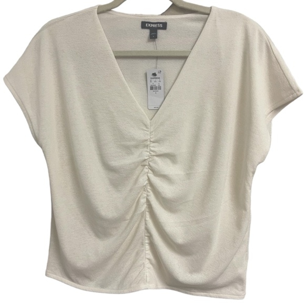NWT Express Relaxed V-Neck Ruched Tee Size Small - Picture 6 of 11